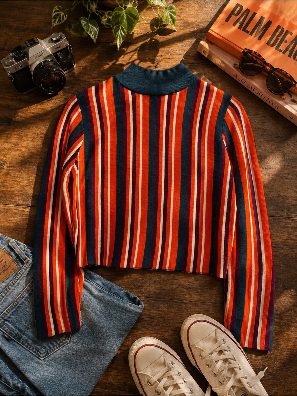 Victor Glemaud Bright Striped Knit Top in Teal, Orange, Purple, White - Small